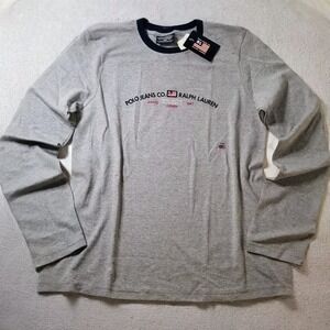 Polo Jeans Co. Ralph Lauren Gray Long Sleeve T-Shirt Women's Y2K 90s Embroidered